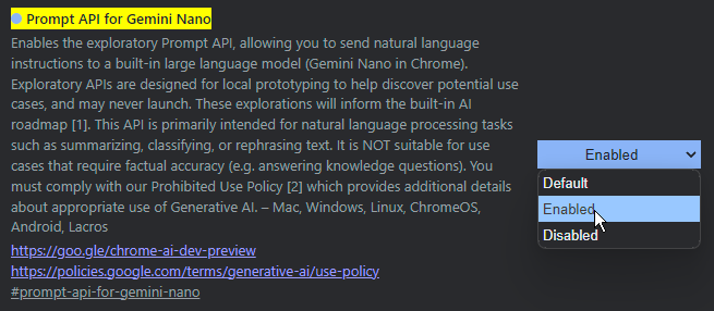 Chrome Screenshot Gemini Nano
